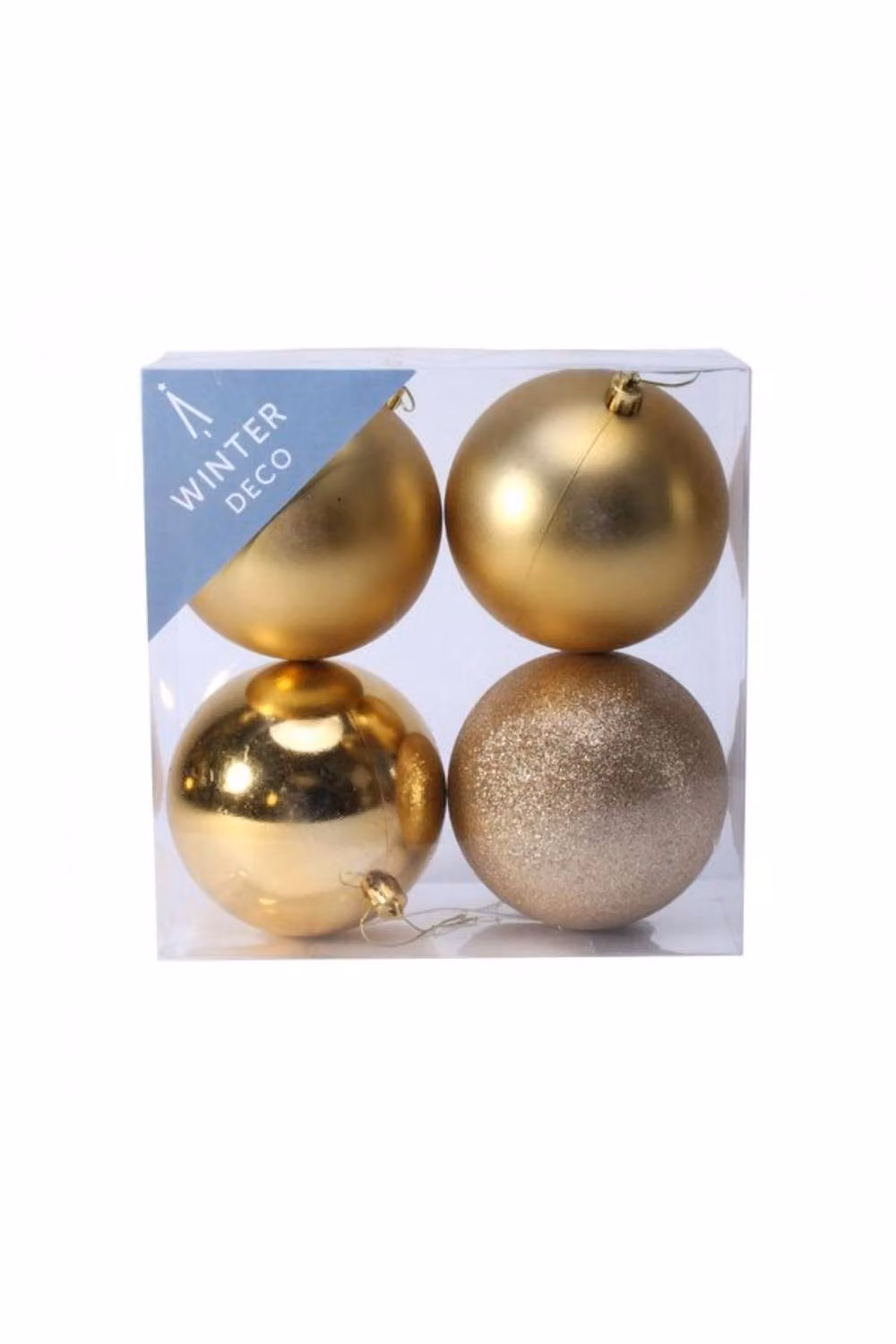 KDMD Gold Shatterproof Christmas Baubles, 2 Pack of 4 Round Hanging Baubles, Diameter: 10 cm – 2
