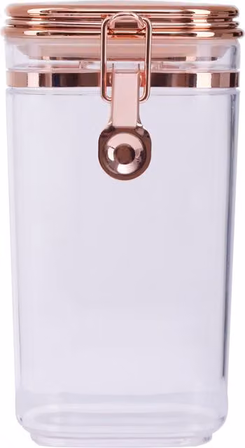 Orsina Airtight Glass Canister with Copper Lid and Clamp Seal, 0.75 l, Clear – 1