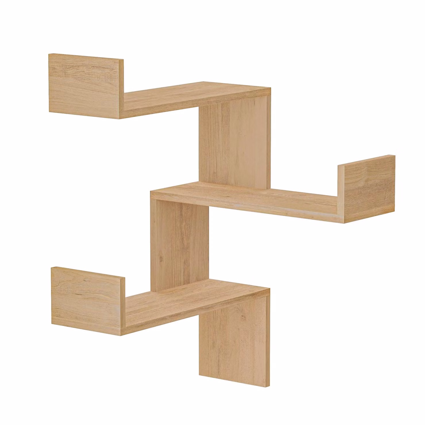 Decortie Luksa Wall Shelf Corner Bookcase with Zigzag Design in Natural Wood, W/D/H: 60 x 9 x 90 cm – 2
