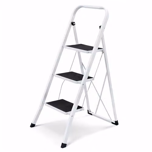 Oypla 3 Step Foldable Steel Stepladder in White – 1