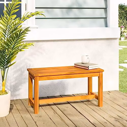 vidaXL Garden Bench in Brown Oiled Acacia Wood W/D/H: 80 x 35 x 45 cm – 2
