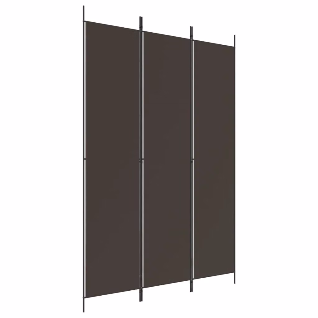 Berkfield Home 3-Panel Brown Fabric Room Divider W: 150 cm, H: 220 cm – 2