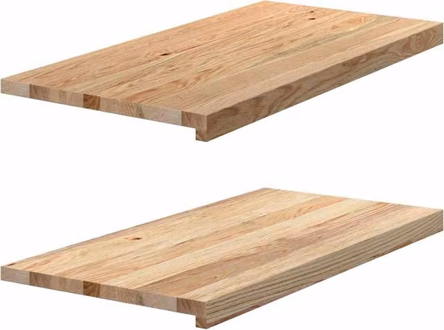 Berkfield Home Solid Oak Wood Window Sills, 2 Pack, Brown, W: 80 cm, D: 40 cm, H: 2 cm