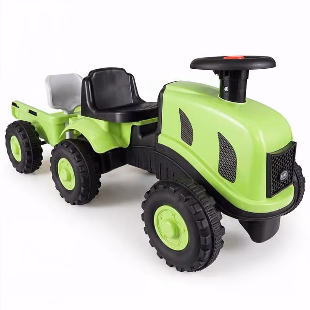 Costway 2 in 1 Ride on Tractor with Detachable Trailer and Light and Sound Effects in Green