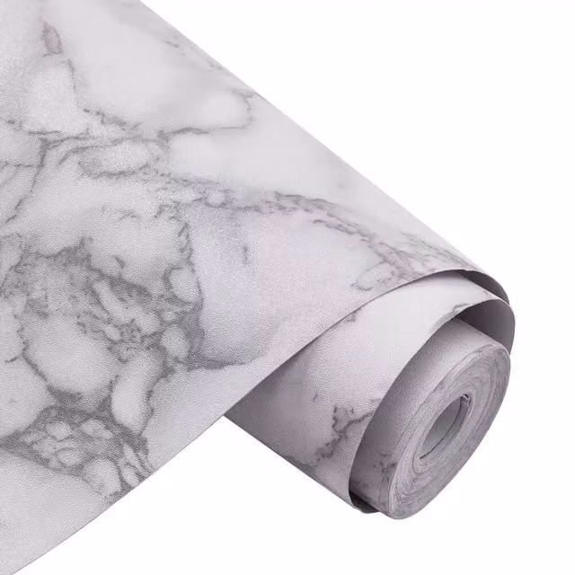 FORGEVIO Self-Adhesive Vinyl Flooring Roll in White Marble Effect, W: 52 cm, L: 1000 cm