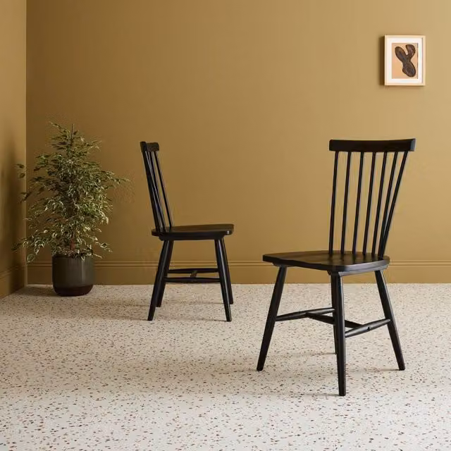 sweeek Pair of Black Rubberwood Dining Chairs