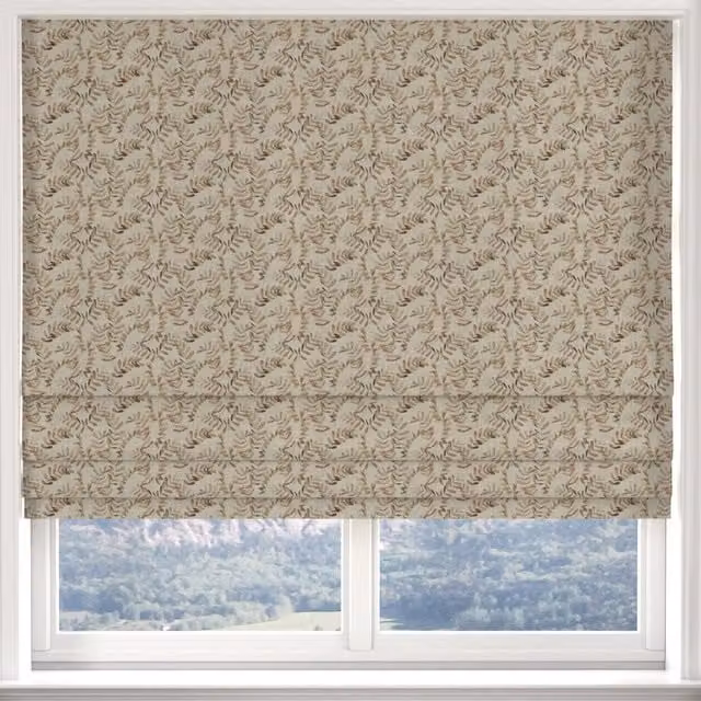 Ante Decor Lamina Made to Measure Roman Blind Umbre in Beige and Brown Floral Blackout Textile