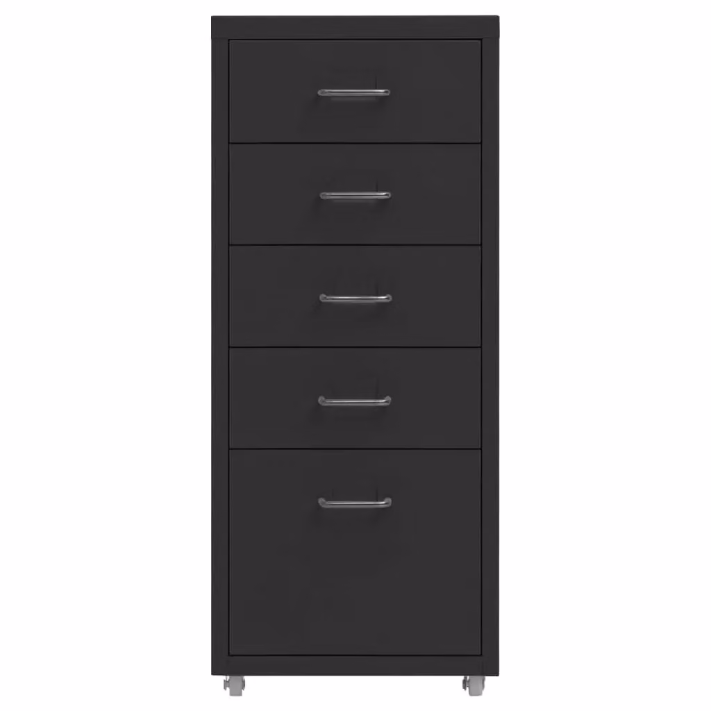 Berkfield Home Mobile Metal File Cabinet in Black, W/D/H: 28 x 41 x 69 cm – 2