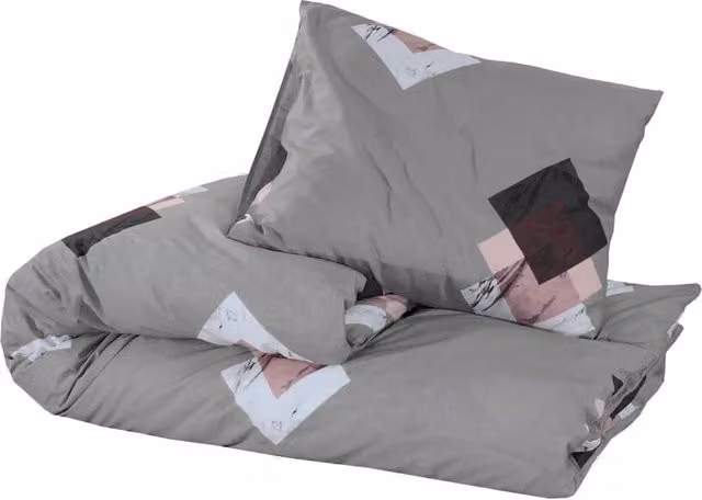 Berkfield Home Elegant Grey Cotton Duvet Cover and Pillowcase Set, W/D/H: 260 x 220 cm and 50 x 75 cm