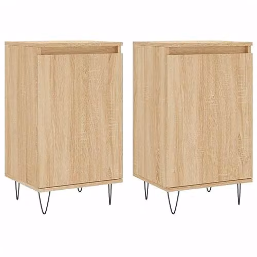 vidaXL Set of 2 Modern Sideboards in Sonoma Oak, W/D/H: 40 x 35 x 70 cm