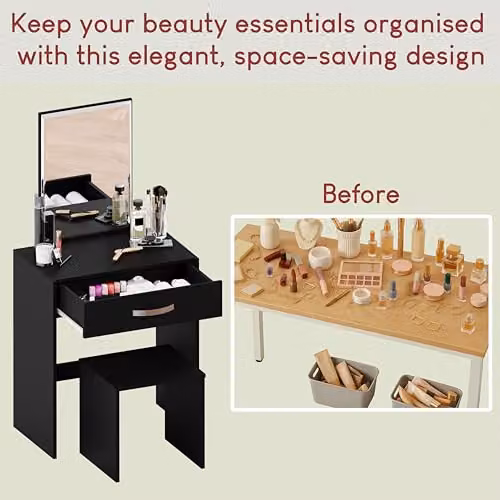 Vida Designs Isla Dressing Table and Stool Set in Black – 3