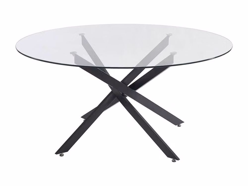 Vente-unique Round Modern Dining Table for 6 with Transparent Tempered Glass and Black Metal, Diameter: 160 cm, Height: 72.5 cm – 2