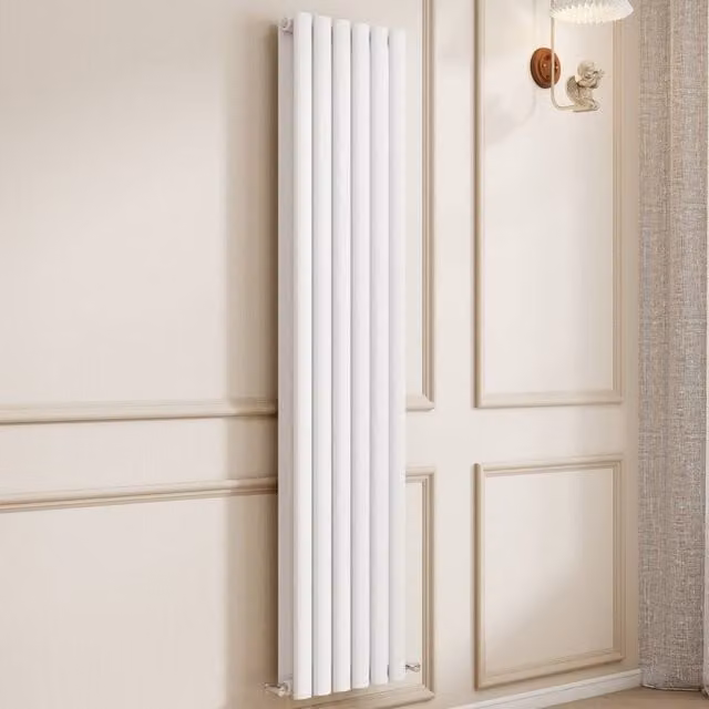 Banyetti Orva White Vertical Double Oval Column Radiator, H 160 cm x W 35.4 cm