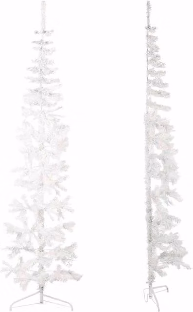 Berkfield Home Slim Artificial Half Christmas Tree with Stand, White, Height: 240 cm