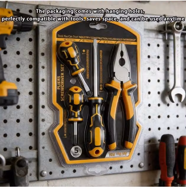 KDMD Pliers and Screwdriver Tool Set with Yellow Carrying Case