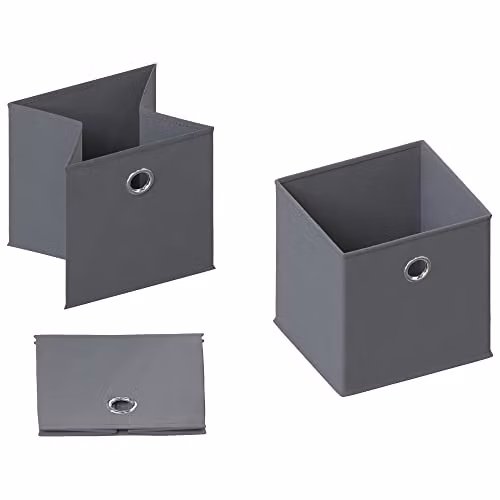 Vida Designs Durham Foldable Fabric Cube Storage Basket with Metal Handles, Grey, H: 30 cm, W: 30 cm, D: 28 cm – 2