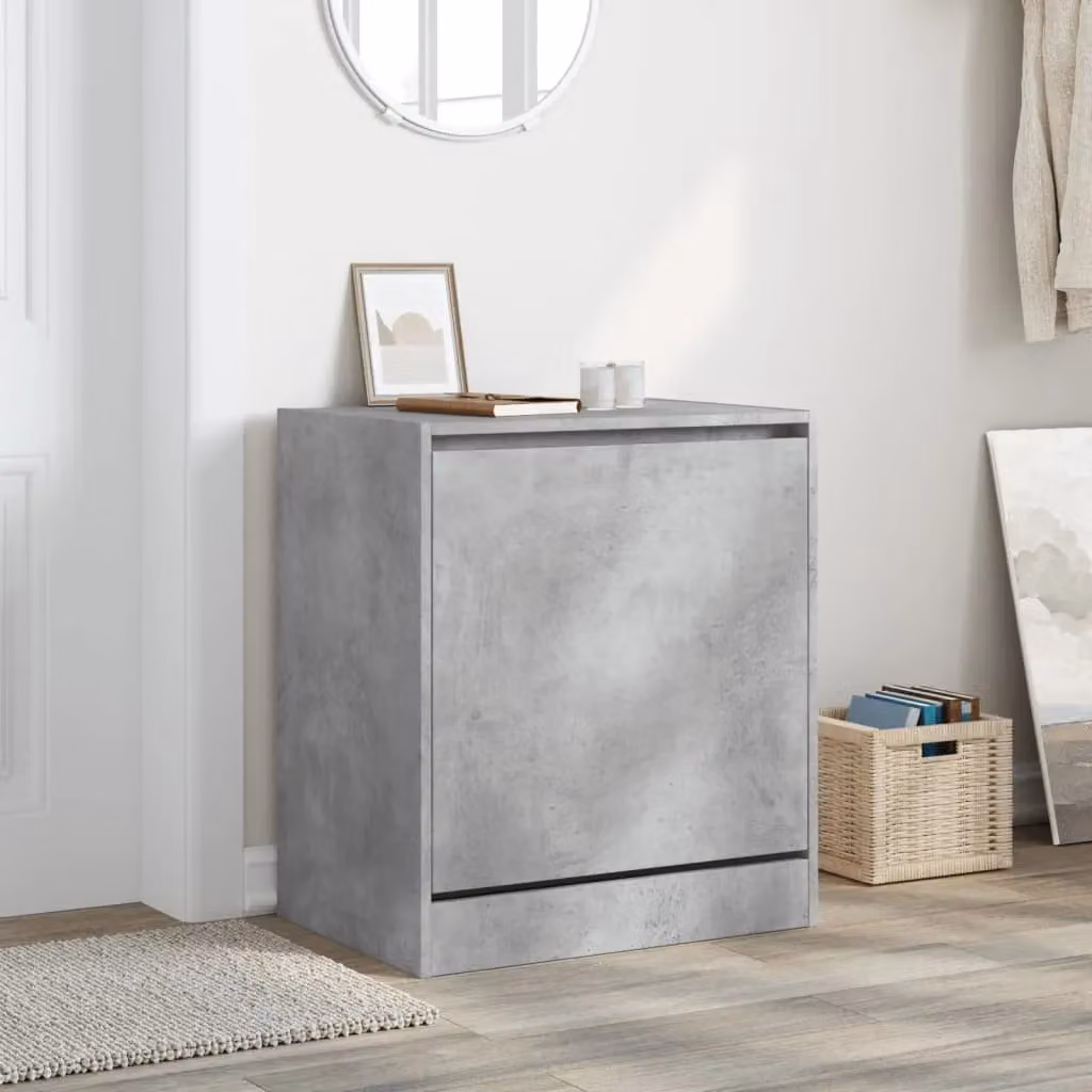 Berkfield Home Concrete Grey Shoe Cabinet with Tilting Compartments and Internal Drawers W/D/H: 60 x 42 x 69 cm