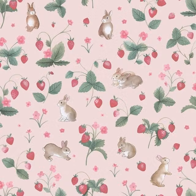 Holden Décor Bunnies & Berries Textured Floral and Botanical Wallpaper in Pink