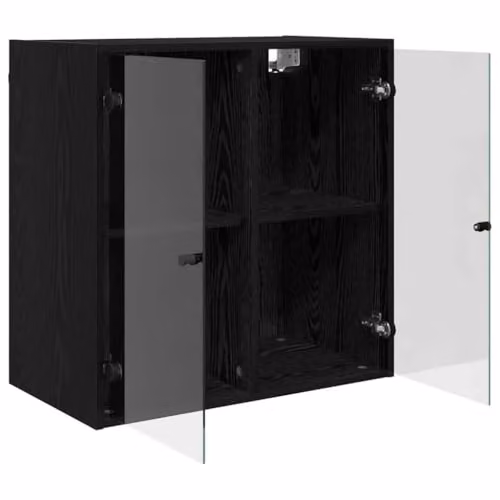 vidaXL Modern Wall Cabinet with Glass Doors in Black, W/D/H: 68 x 37 x 68.5 cm – 5