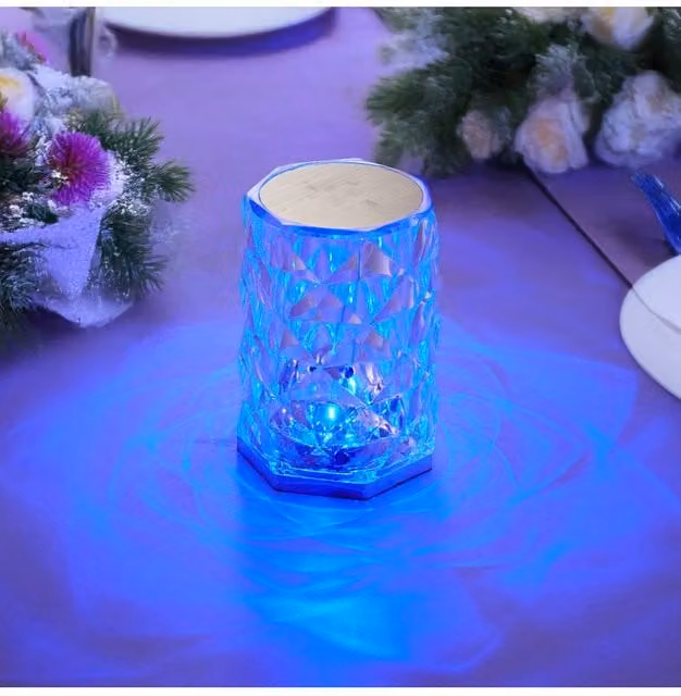 H&O Direct Crystal Diamond RGB LED Table Lamp with Remote Control, White – 1