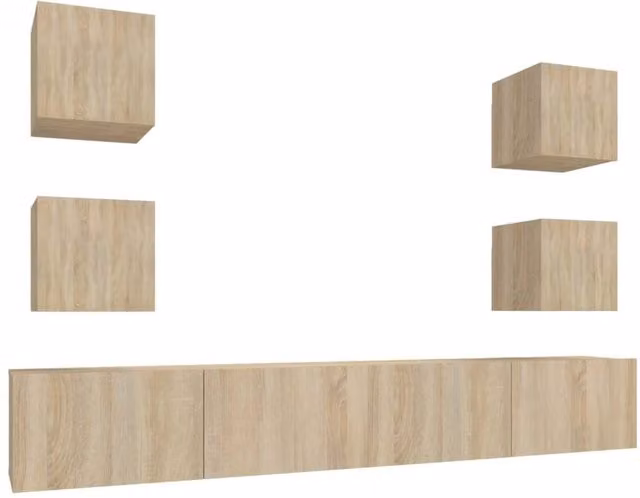 Berkfield Home 6 Piece Sonoma Oak TV Cabinet Set in Light Oak