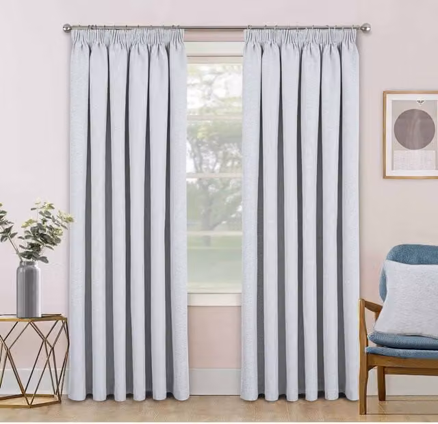 Divante Blackout Thermal Insulating Curtains in Silver and Black, Rod Pocket Design, 229 cm