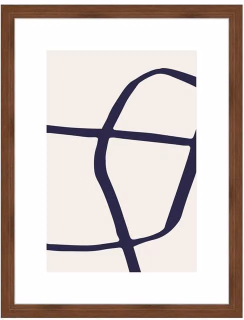 Nielsen Design Velino Single Picture Frame with Abstract Geometric Poster Print, Brown Wood and Glass, W/H: 30 x 40 cm – 1