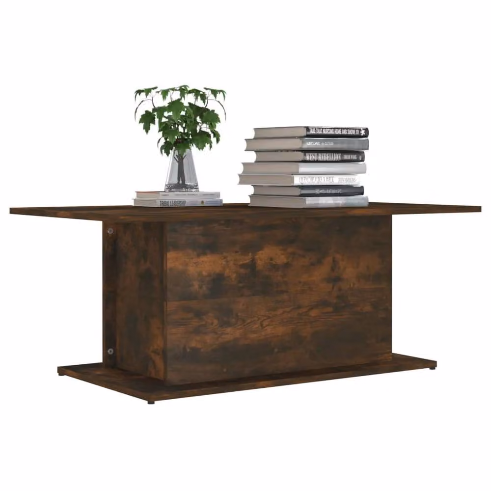Berkfield Home Smoked Oak Coffee Table in Brown, W/D/H: 102 x 55.5 x 40 cm – 3