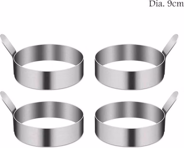 NESTLUNE 4-Piece Stainless Steel Round Egg Rings in Silver