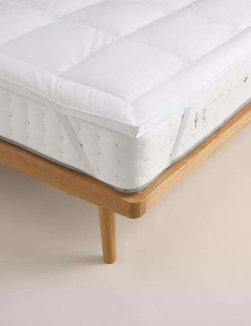 M&S White Duck Feather and Down Mattress Topper with Cotton Cover, W/D/H: 180 x 200 cm