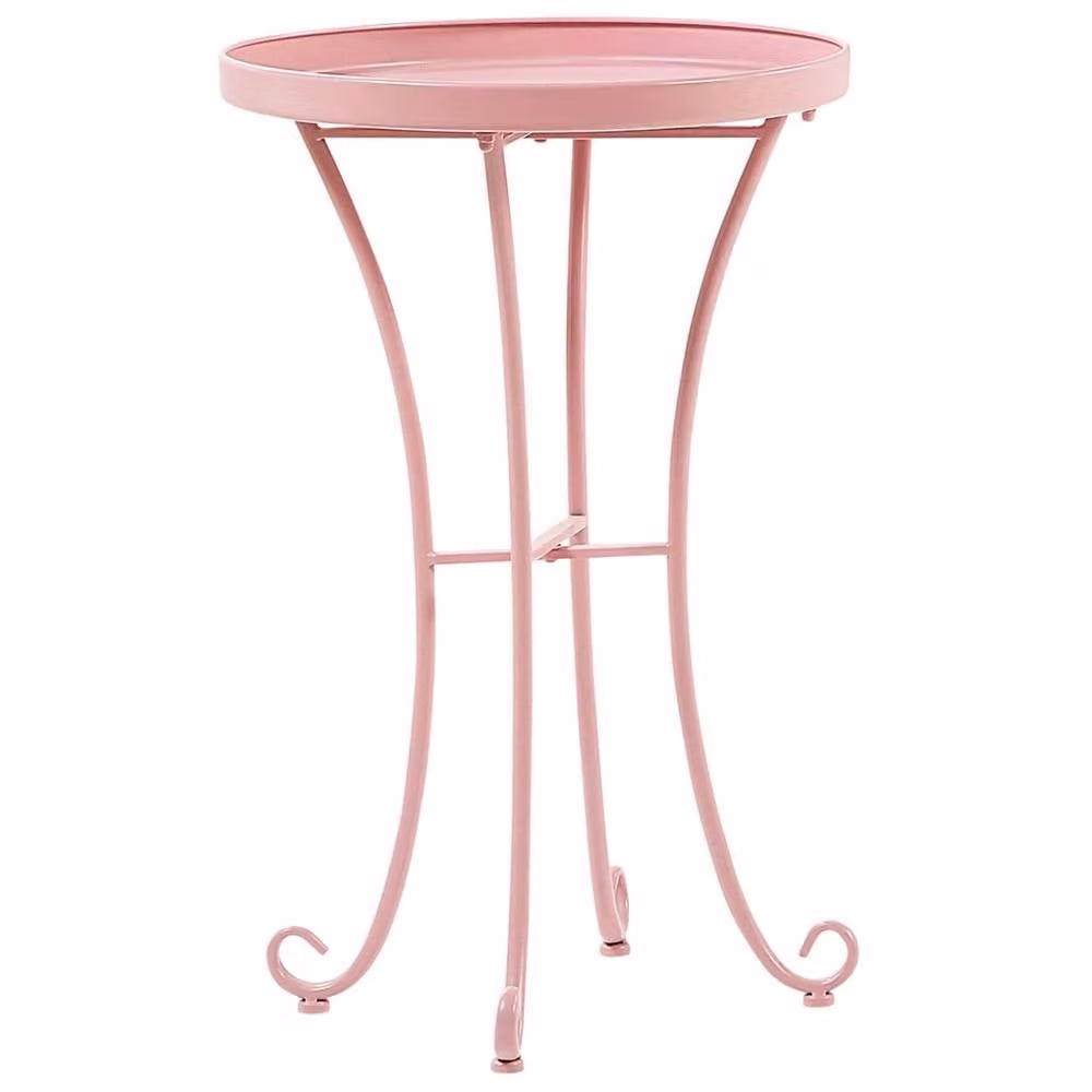 Wyld and Coco Pink Metal Round Garden Side Table – 1