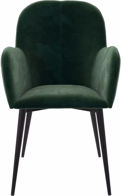 Fitz Vintage Velvet Accent Dining Chair with Armrests in Green