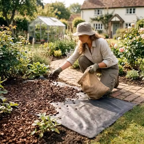 Harbour Housewares 50gsm Weed Control Fabric Set with Pegs and Plates, Black – 5