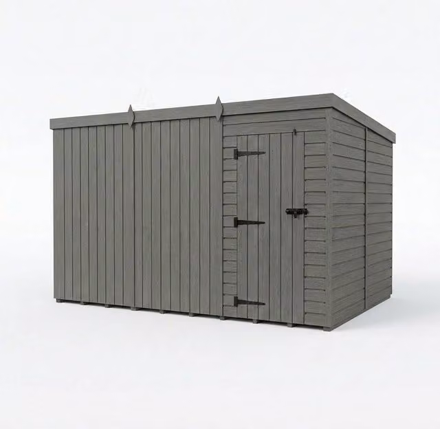 Buttercup Farm Grey Composite Pent Garden Shed with Single Door and No Windows, W/D/H: 305 x 305 x 210 cm