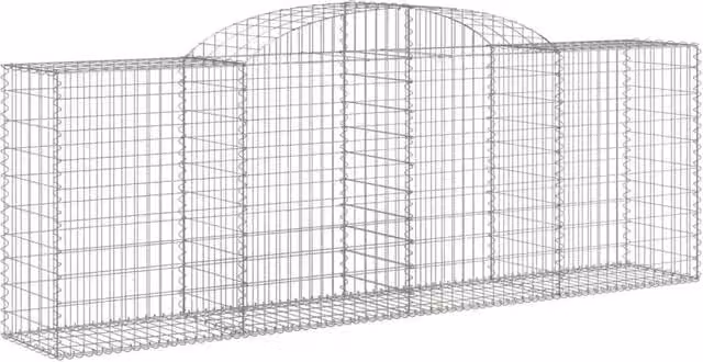 Berkfield Home Decorative Arched Gabion Baskets, 2 Piece, Silver Galvanised Steel, W/D/H: 300 x 50 x 100/120 cm – 1