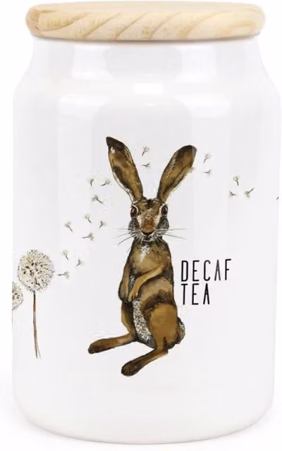 Purely Home Ceramic Decaf Tea Storage Canister in Brown and White