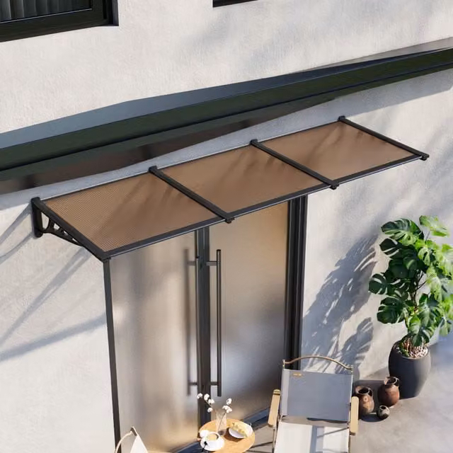 Livingandhome Overdoor Awning Rain Canopy in Brown, Width: 270 cm