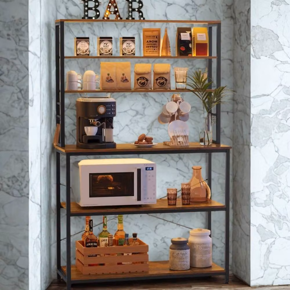 Pirlo Plush Industrial 6 Tier Kitchen Storage Rack with Adjustable Shelves, Brown, W/D/H: 40 x 40 x 167 cm – 2
