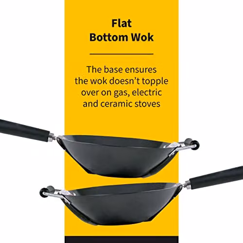 Ken Hom Excellence Non-Stick Carbon Steel Wok, Black, Diameter: 31 cm – 3