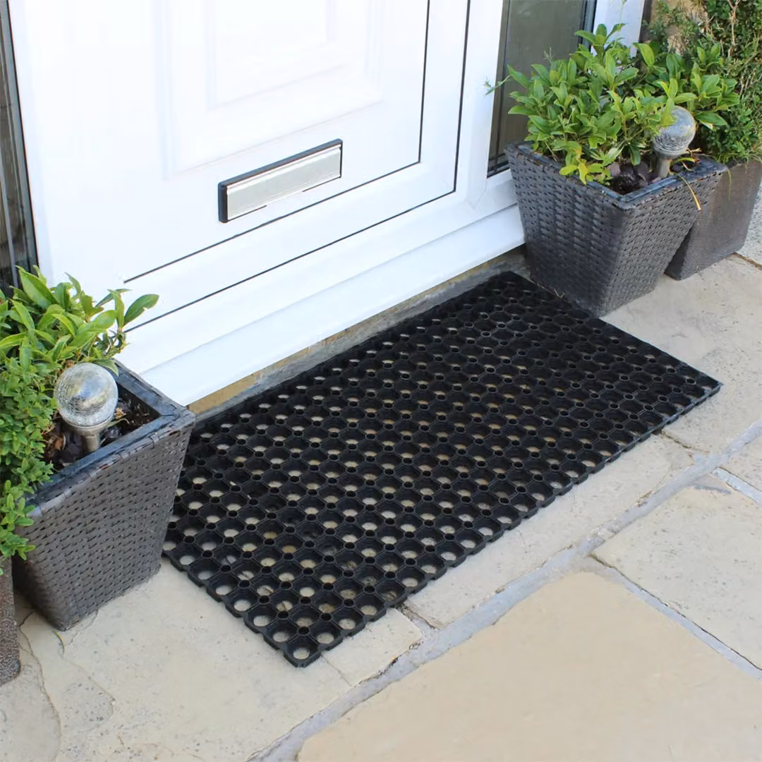 JVL Rondo Heavy Duty Outdoor Contract Door Mat, Black, W: 100 cm, D: 50 cm, H: 1 cm – 5