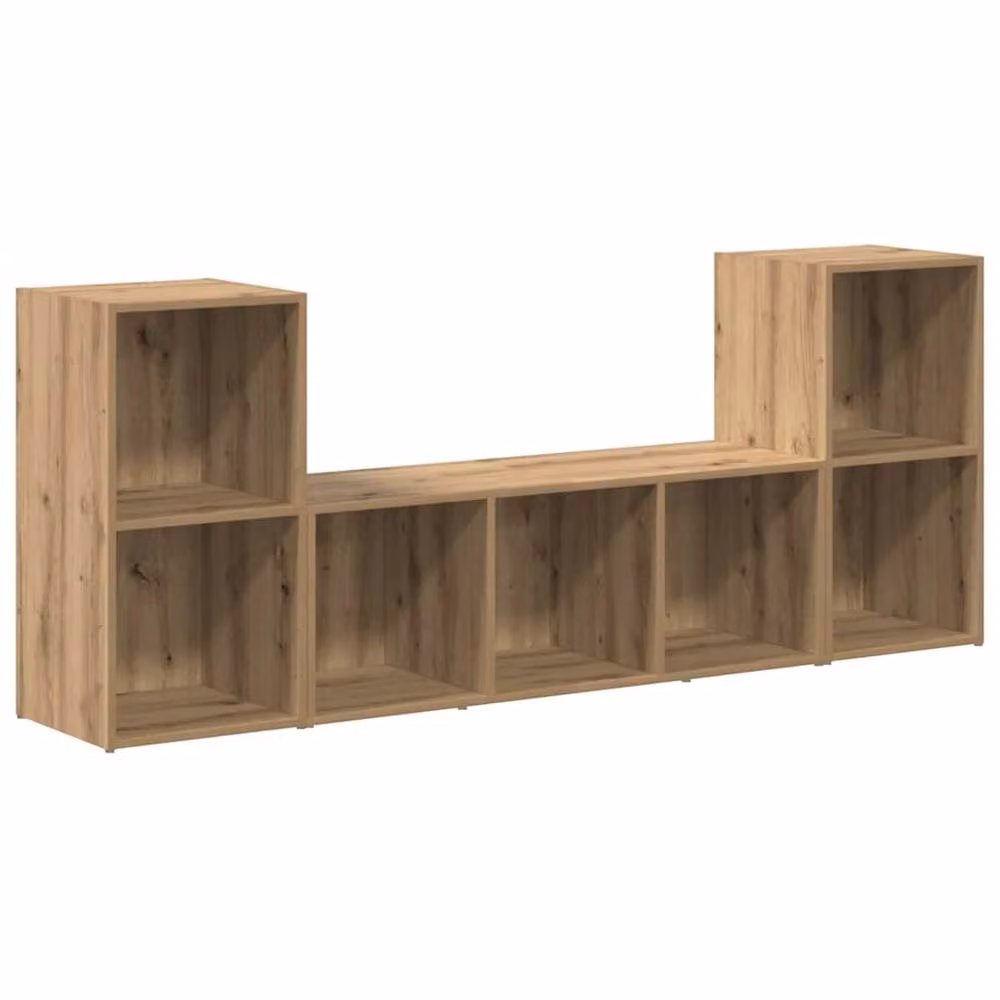 Berkfield Home 3-Piece TV Cabinet Set in Brown, W: 107 cm, D: 35 cm, H: 37 cm – 3