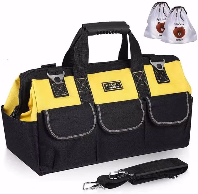 Kelvenix Heavy Duty 20 inch Multifunctional Tool Storage Bag, Yellow, W: 43.0 cm, D: 29.0 cm, H: 20.0 cm