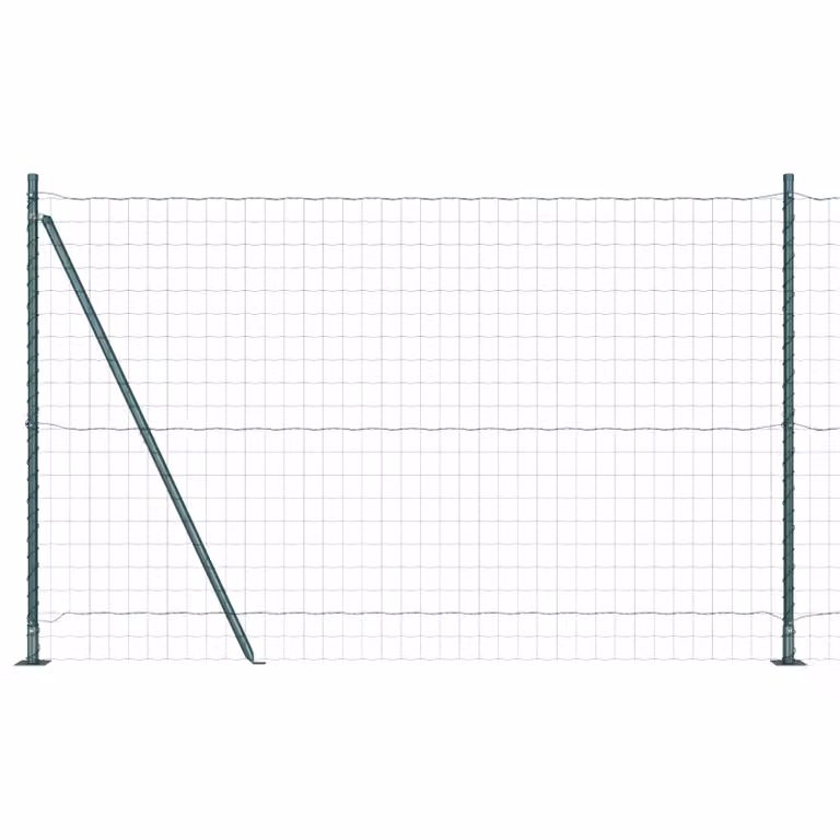 Berkfield Home Euro Fence with 7 Flanged Posts, Galvanised Steel, Silver, 1.5 x 10 m