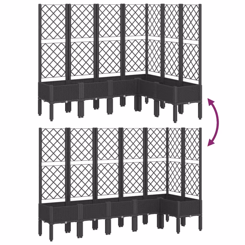 Berkfield Home Garden Planter with Trellis in Black, W/D/H: 160 x 120 x 142 cm – 5
