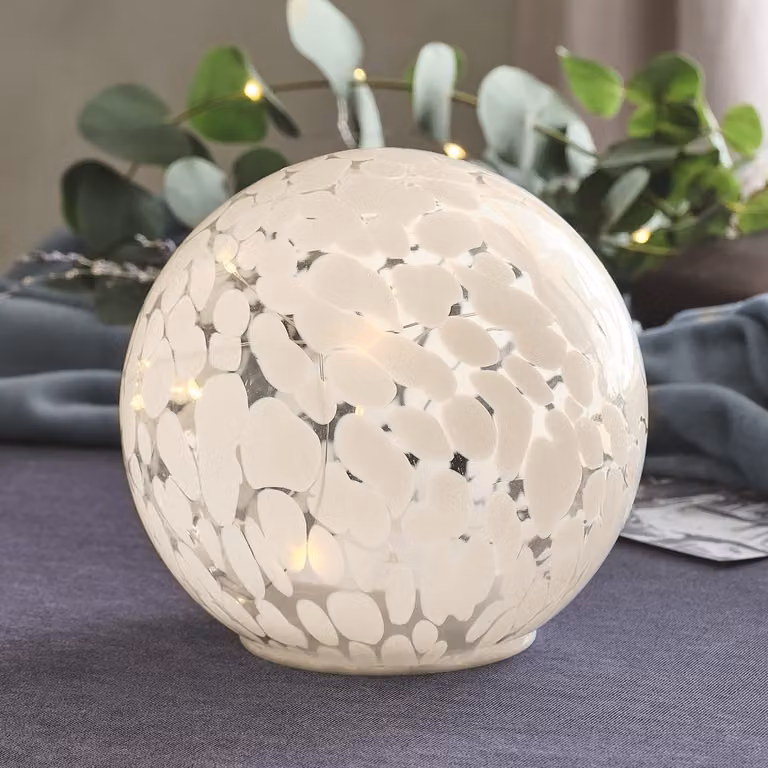 Lights4fun Large White Confetti Glass Globe Tabletop Decoration