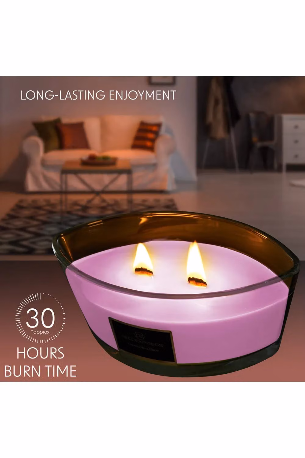 Deco Express Rose Petals Scented Woodwick Pillar Candle in Pink – 9