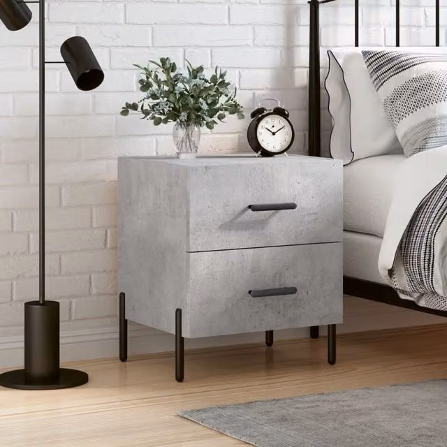Berkfield Home Modern Bedside Cabinet in Concrete Grey, W/D/H: 40 x 35 x 47.5 cm – 1