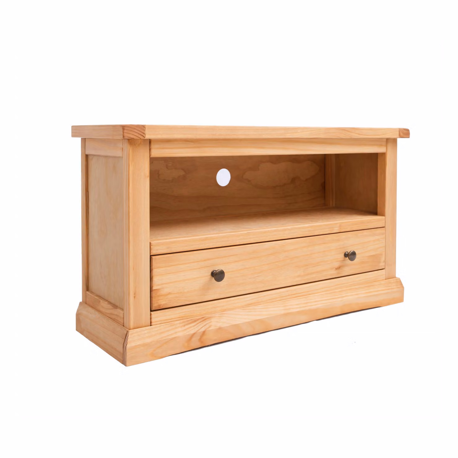 Cabinet Bits Lucca Waxed Pine 1 Drawer TV Cabinet in Light Brown with Brass Knob – 2