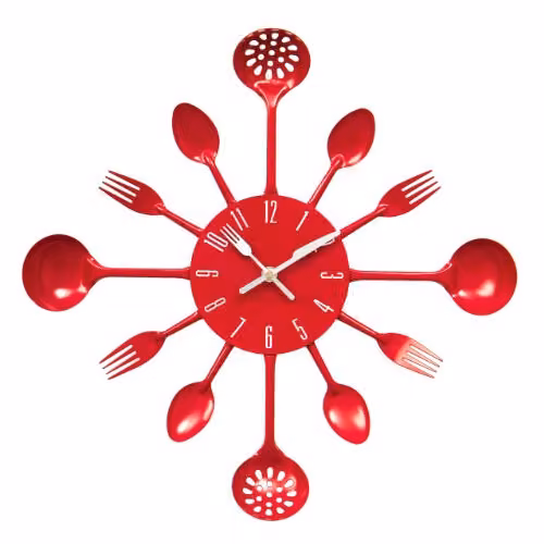 Premier Housewares Modern Round Metal Wall Clock in Pink and Red, W/D/H: 33 x 33 x 5 cm