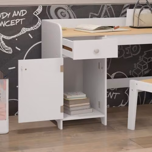 ZONEKIZ Kids Desk and Chair Set for Ages 3-6 Years in White – 5